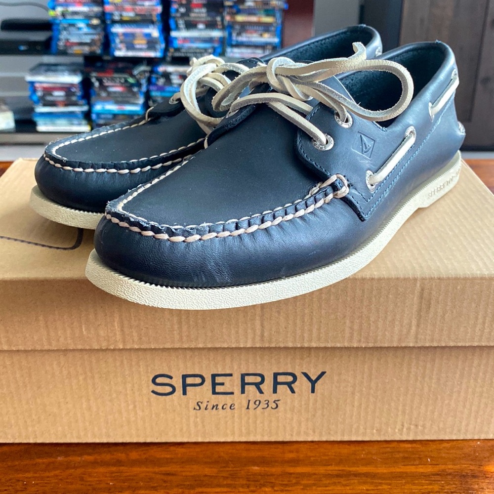Sperry Top-Sider Authentic Original Boat Shoe in Navy Leather Size 7